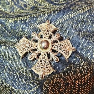Trifari Maltese Cross Brooch Vintage gold Large Pin